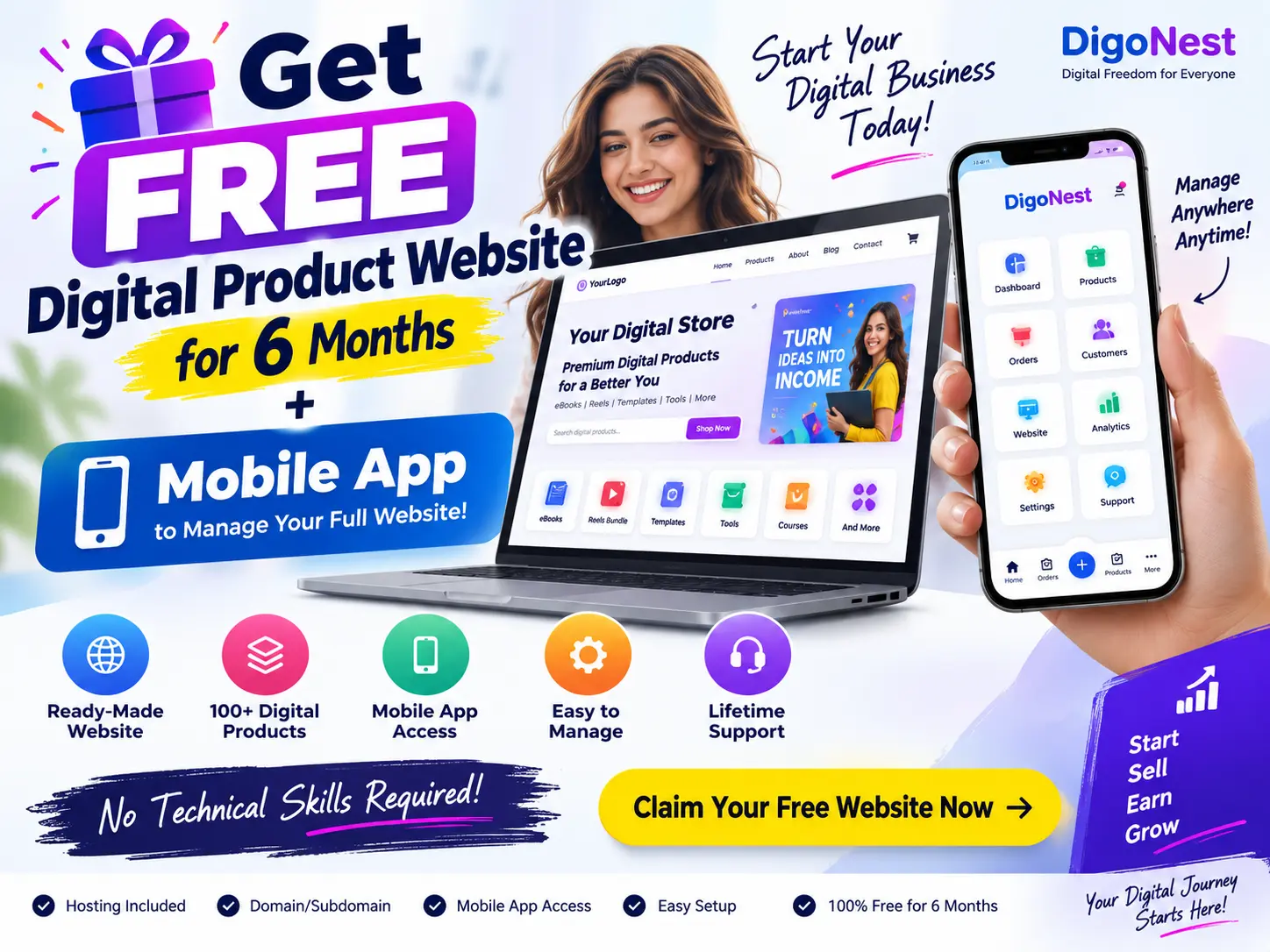 🎁 GIVEAWAY: Free Digital Product Website + Android App – 6 Months